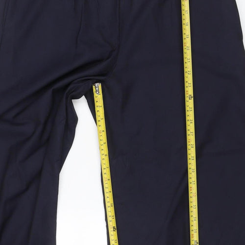Zara Women Navy Blue UK 12 Wide-Leg Ruffle Waist Trousers