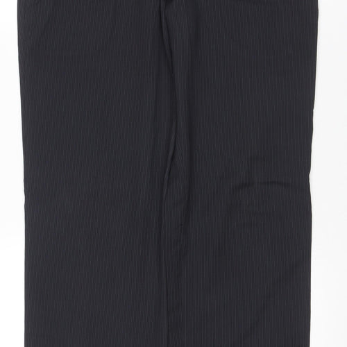 Burton Men's Black Pinstripe Dress Trousers 34L Regular Flat Front