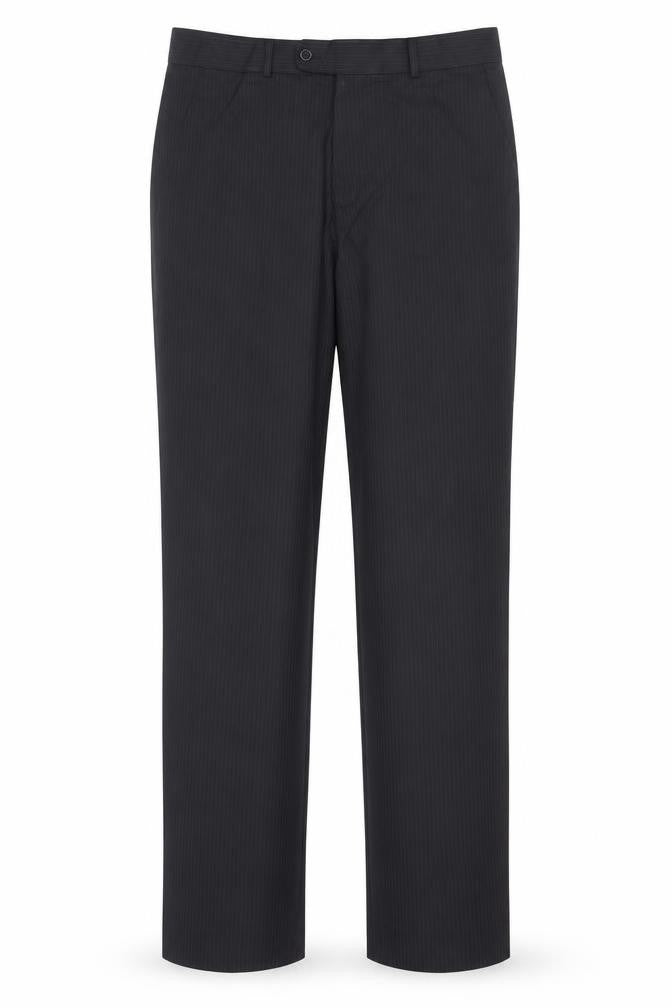 Burton Men's Black Pinstripe Dress Trousers 34L Regular Flat Front