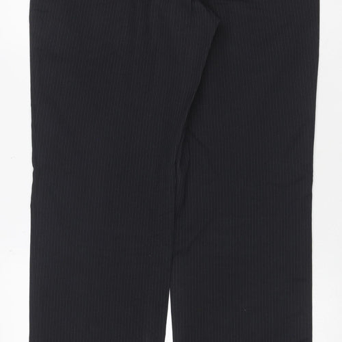Burton Men's Black Pinstripe Dress Trousers 34L Regular Flat Front