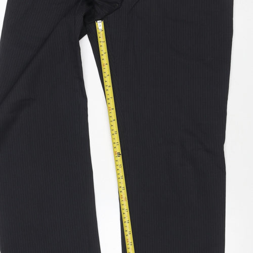 Burton Men's Black Pinstripe Dress Trousers 34L Regular Flat Front
