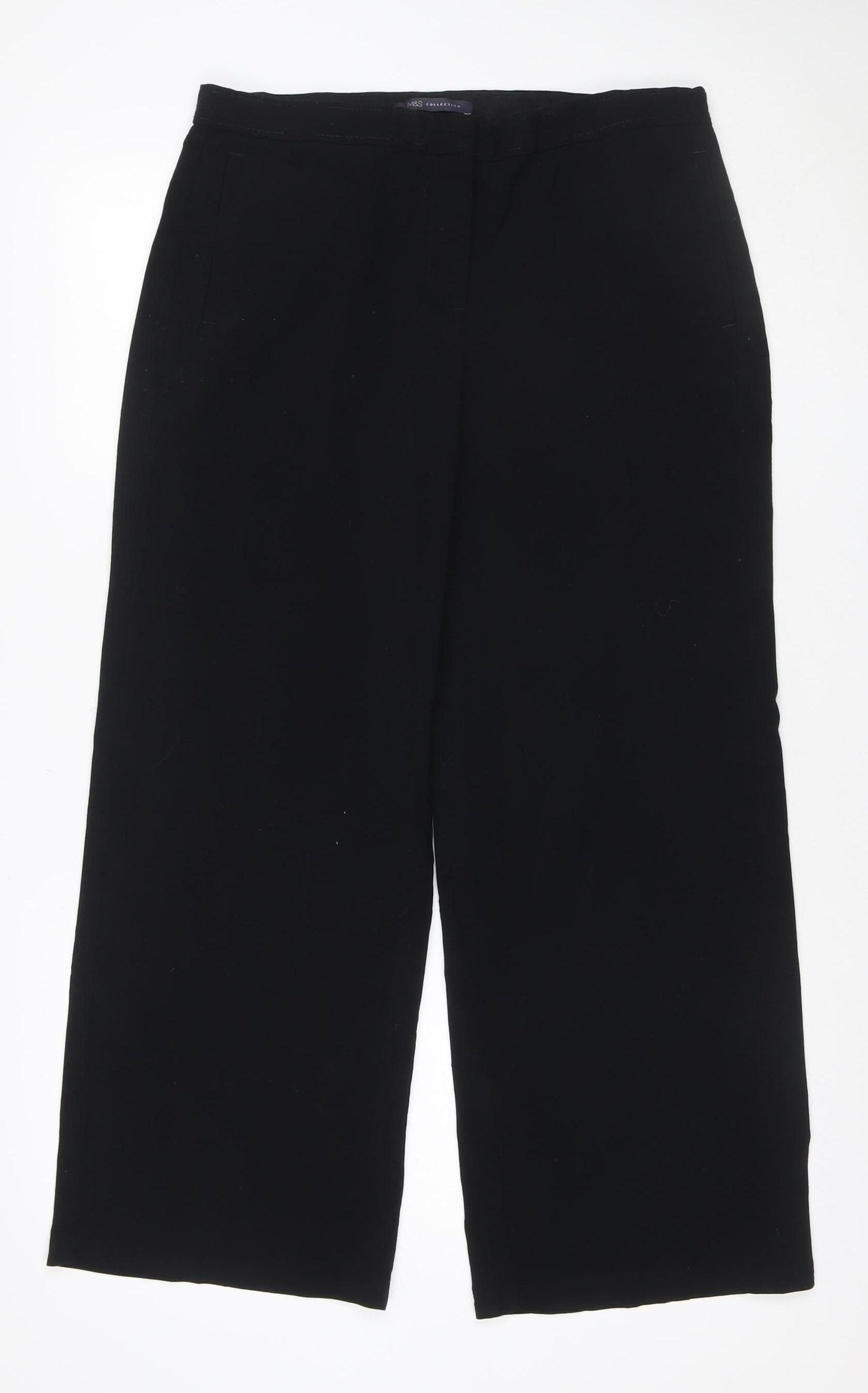 Marks and Spencer Women Black UK 14 Short Bootcut Tailored Trousers