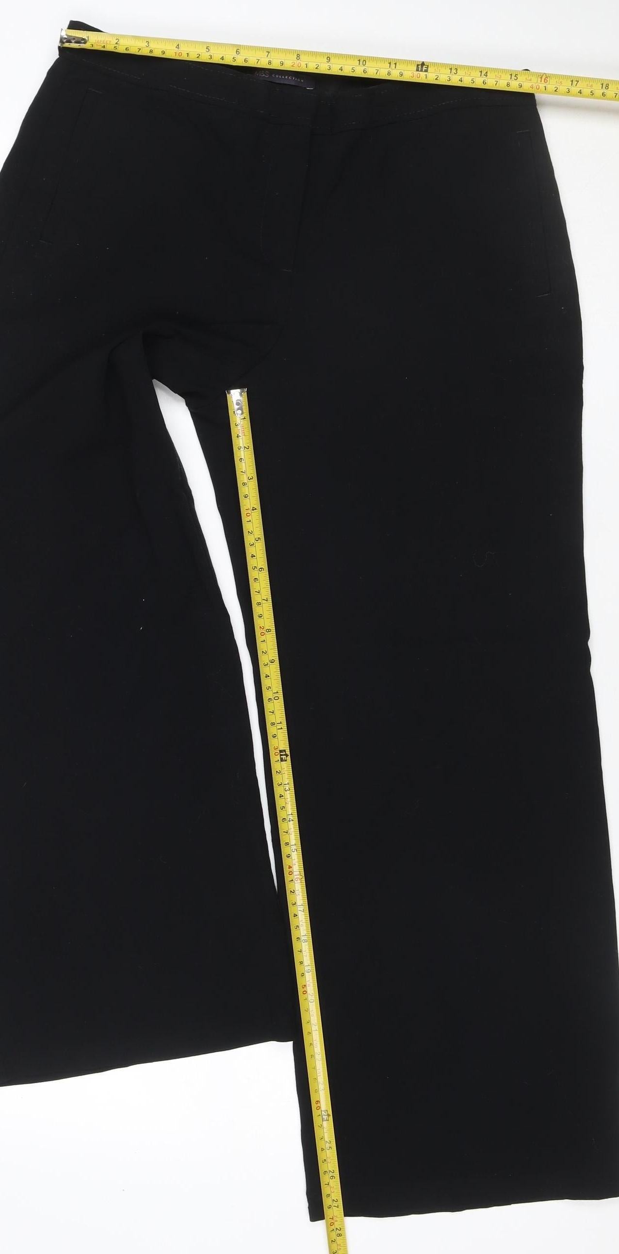 Marks and Spencer Women Black UK 14 Short Bootcut Tailored Trousers