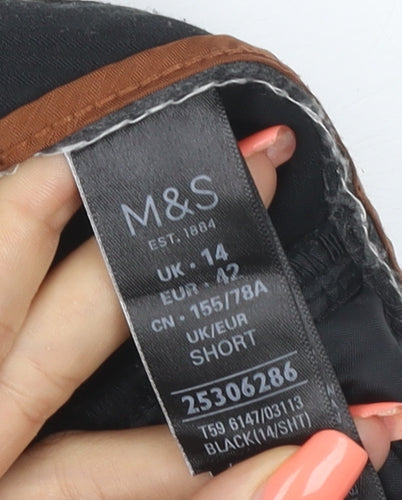 Marks and Spencer Women Black UK 14 Short Bootcut Tailored Trousers