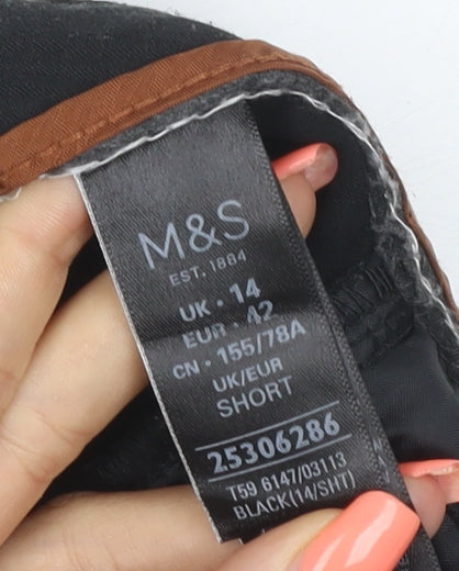 Marks and Spencer Women Black UK 14 Short Bootcut Tailored Trousers