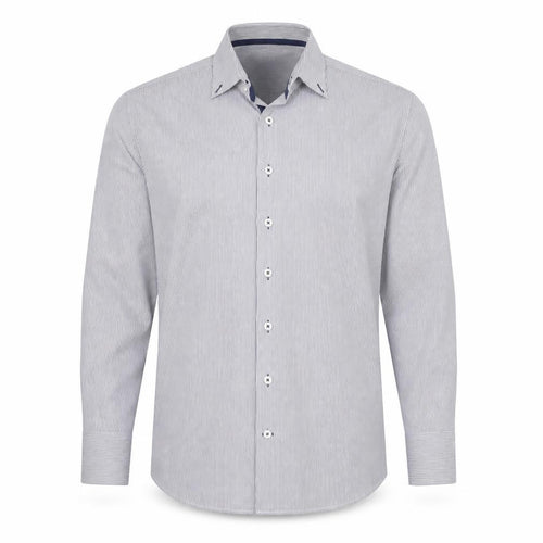 Kronstadt Men’s Blue Stripe Slim Fit Cotton Blend Shirt M