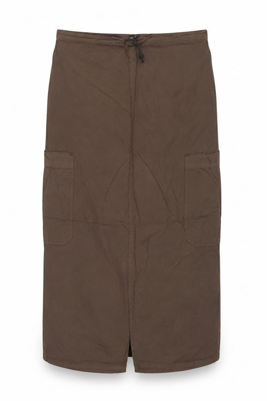 Pull&Bear Women Brown UK 12 Cargo Long Cotton Maxi Skirt Pockets NWT