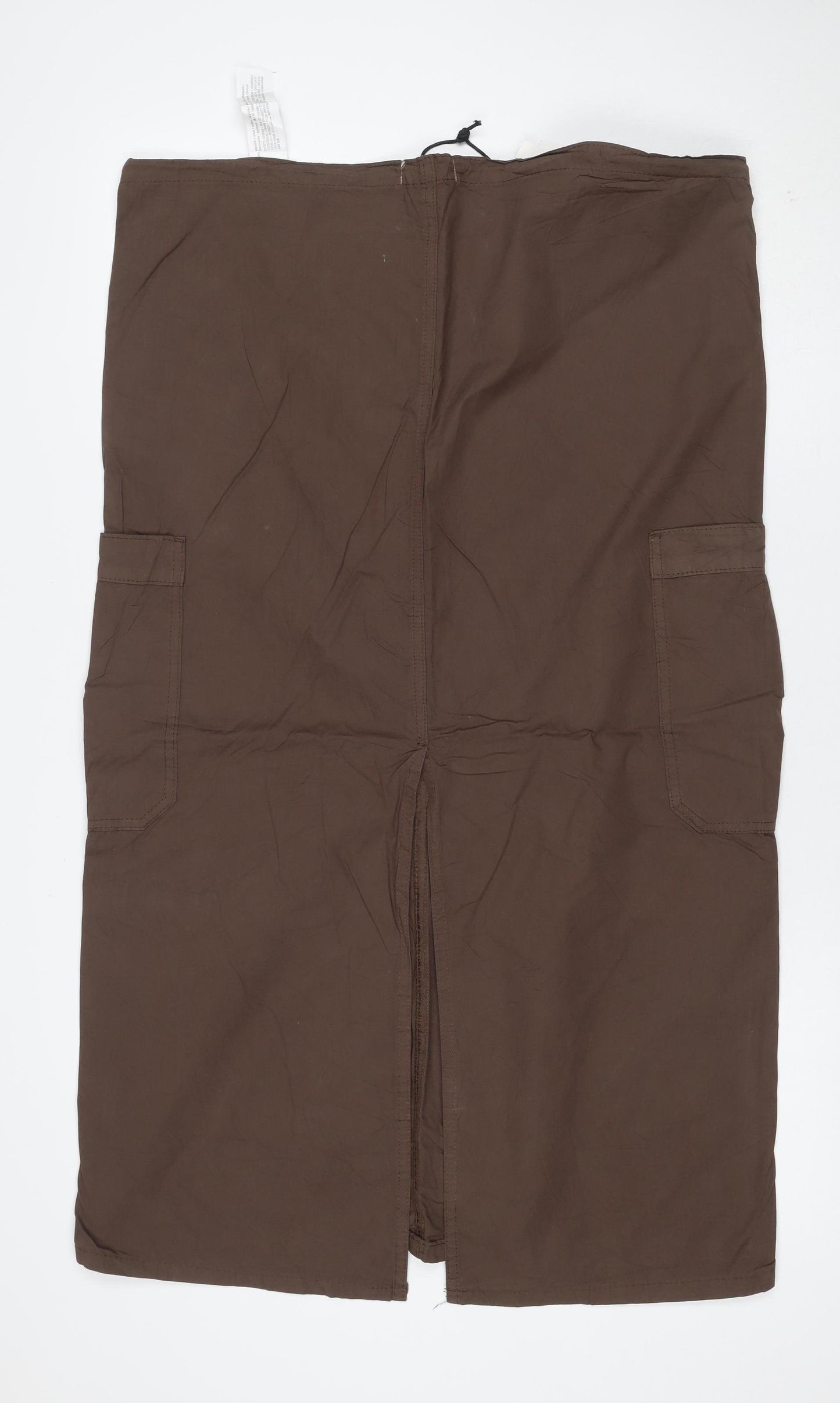Pull&Bear Women Brown UK 12 Cargo Long Cotton Maxi Skirt Pockets NWT