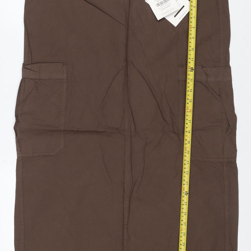 Pull&Bear Women Brown UK 12 Cargo Long Cotton Maxi Skirt Pockets NWT