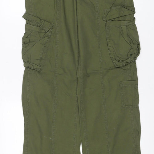 H&M Women’s Green Size 10 Cotton Cargo Trousers Adjustable Waist