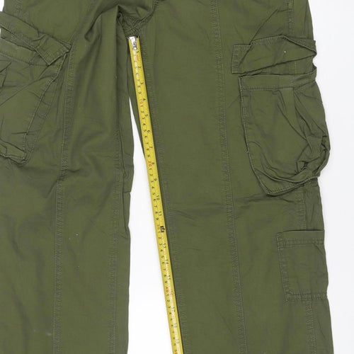 H&M Women’s Green Size 10 Cotton Cargo Trousers Adjustable Waist