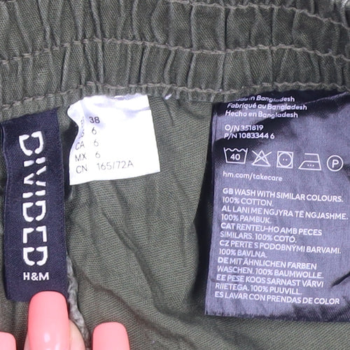 H&M Women’s Green Size 10 Cotton Cargo Trousers Adjustable Waist