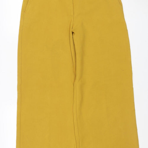 Marks and Spencer Women Yellow UK 12 Cropped Wide-Leg Stretch Trousers