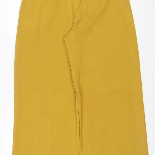 Marks and Spencer Women Yellow UK 12 Cropped Wide-Leg Stretch Trousers