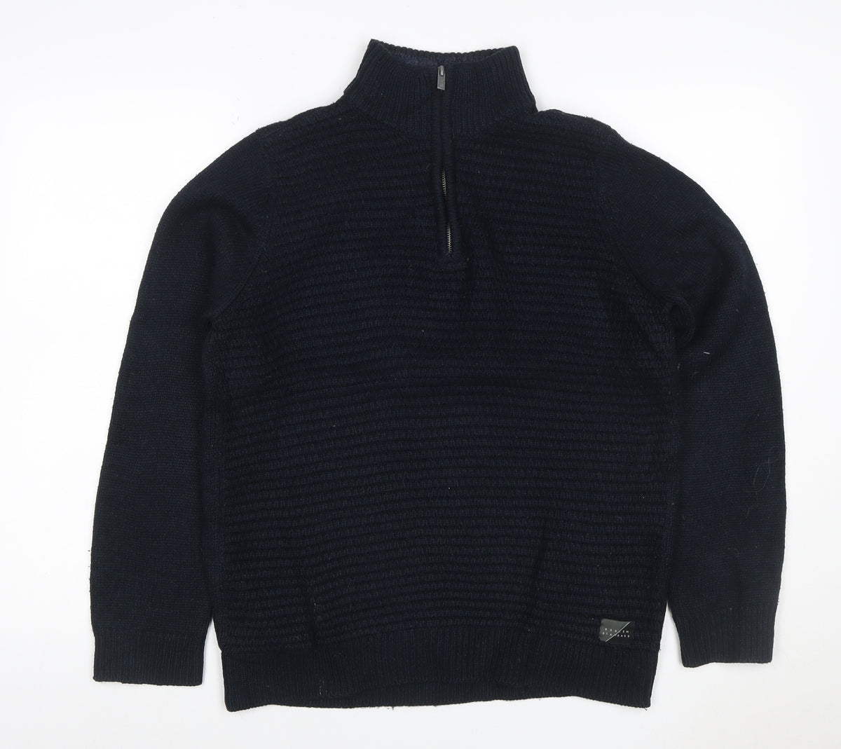 Back view of Broken Standard Men’s Black S 1/4 Zip High Neck Knit jumper