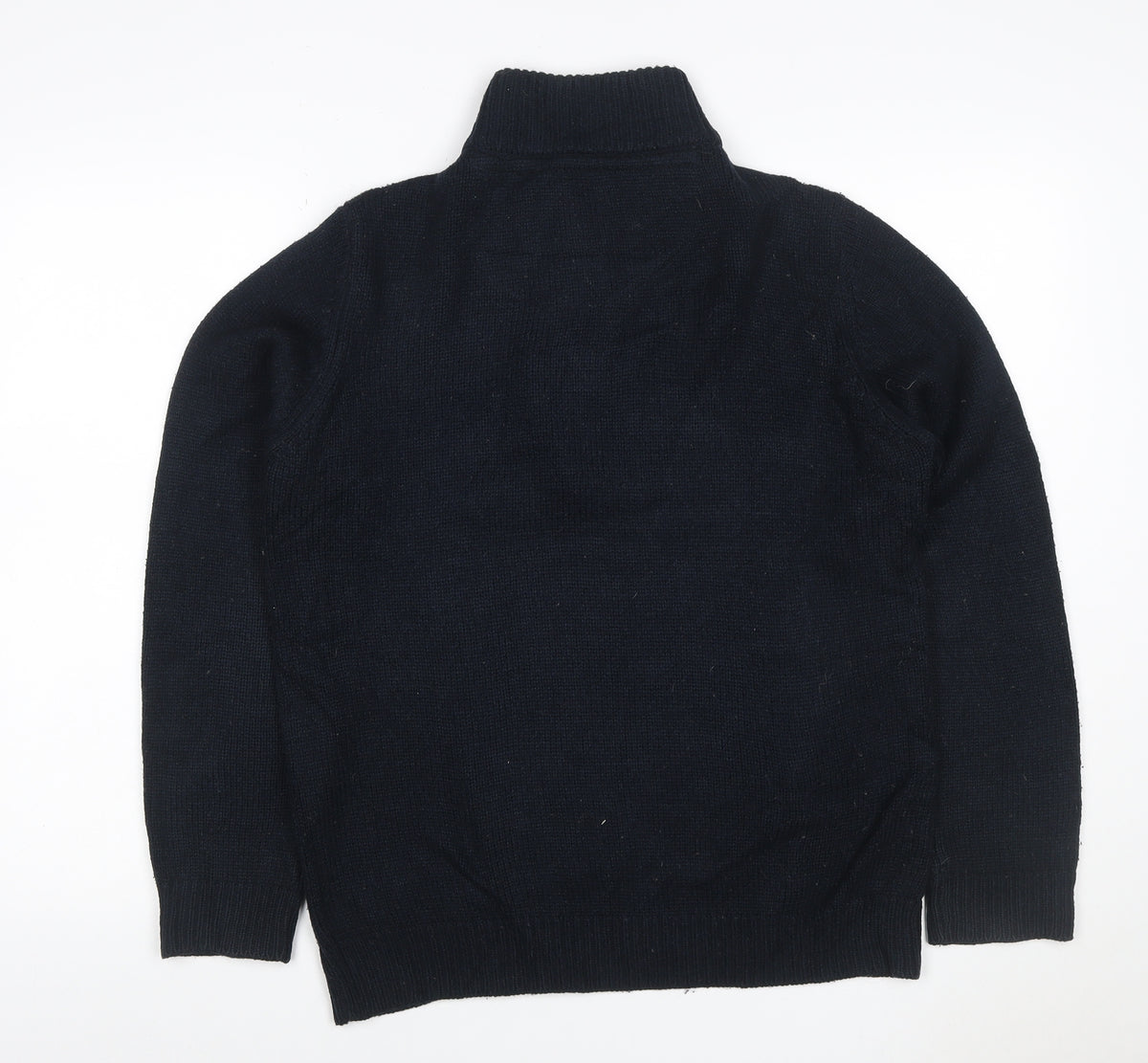 Close-up detail of Broken Standard Men’s Black S 1/4 Zip High Neck Knit jumper