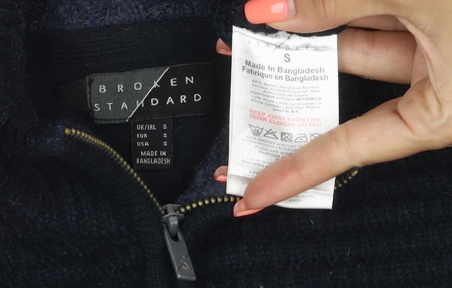 Additional view of Broken Standard Men’s Black S 1/4 Zip High Neck Knit jumper