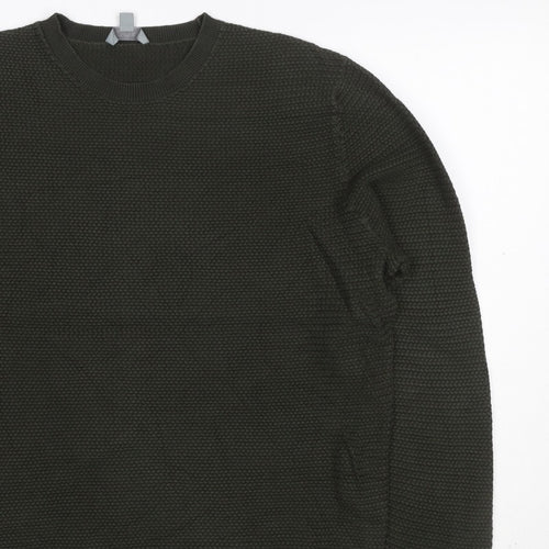 COS Men’s Dark Green XL Cable Knit Crew Neck Pullover Jumper