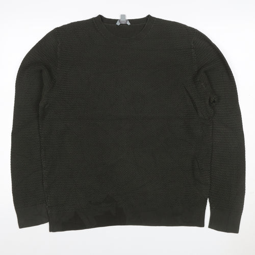 COS Men’s Dark Green XL Cable Knit Crew Neck Pullover Jumper