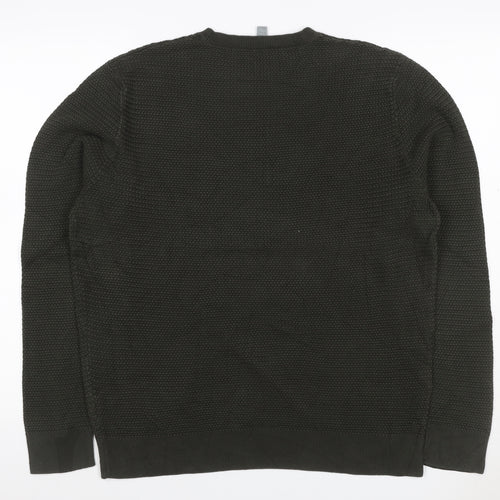 COS Men’s Dark Green XL Cable Knit Crew Neck Pullover Jumper