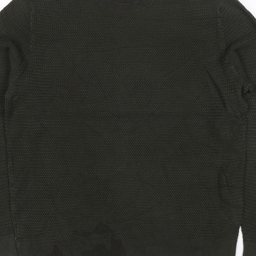 COS Men’s Dark Green XL Cable Knit Crew Neck Pullover Jumper