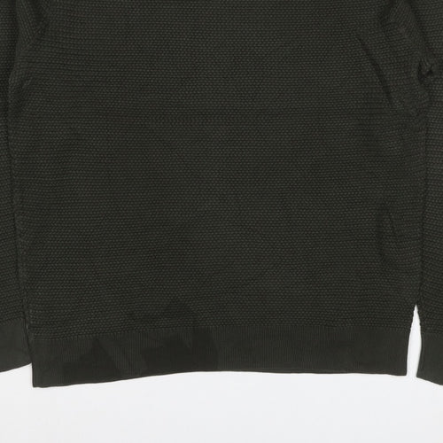 COS Men’s Dark Green XL Cable Knit Crew Neck Pullover Jumper