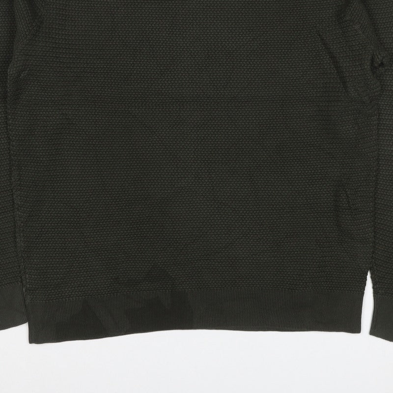 COS Men’s Dark Green XL Cable Knit Crew Neck Pullover Jumper