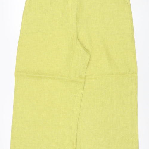 minealista Women's Yellow M Linen Wide-Leg Trousers Pockets