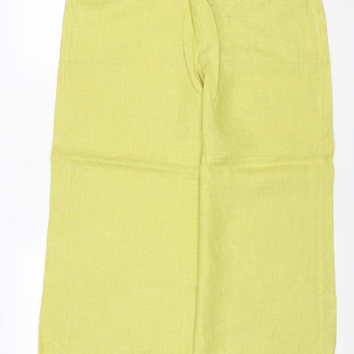 minealista Women's Yellow M Linen Wide-Leg Trousers Pockets