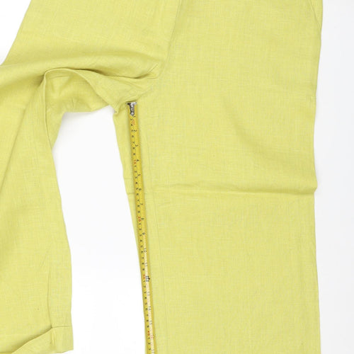 minealista Women's Yellow M Linen Wide-Leg Trousers Pockets