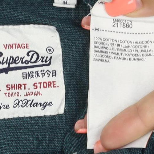 Superdry Men’s Green L Long Sleeve Button-Down Cotton Shirt