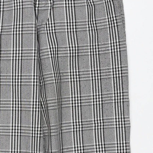 Pull&Bear Women’s Grey Check Paperbag Trousers UK 8 High Rise