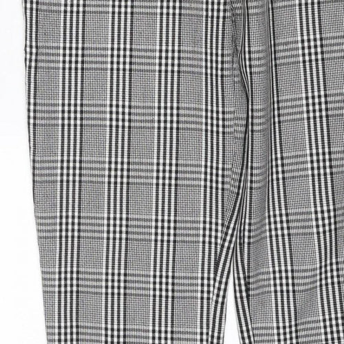 Pull&Bear Women’s Grey Check Paperbag Trousers UK 8 High Rise
