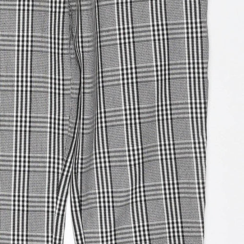 Pull&Bear Women’s Grey Check Paperbag Trousers UK 8 High Rise