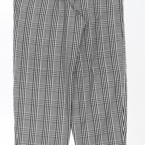 Pull&Bear Women’s Grey Check Paperbag Trousers UK 8 High Rise