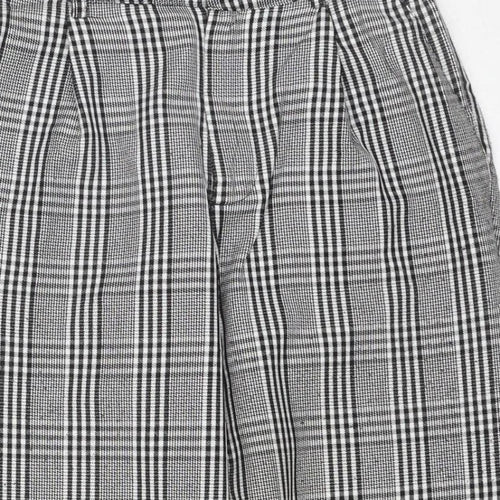 Pull&Bear Women’s Grey Check Paperbag Trousers UK 8 High Rise