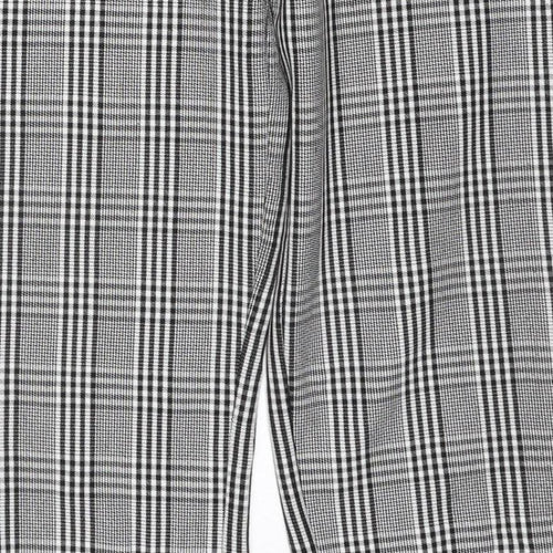 Pull&Bear Women’s Grey Check Paperbag Trousers UK 8 High Rise