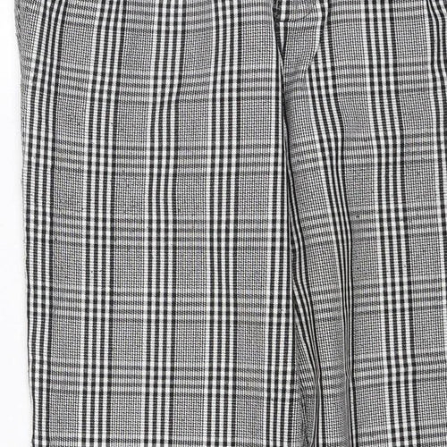 Pull&Bear Women’s Grey Check Paperbag Trousers UK 8 High Rise
