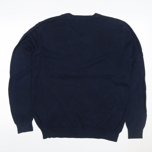 Brook Taverner Men’s Navy Blue M V-Neck Cotton Blend Knit Pullover Jumper