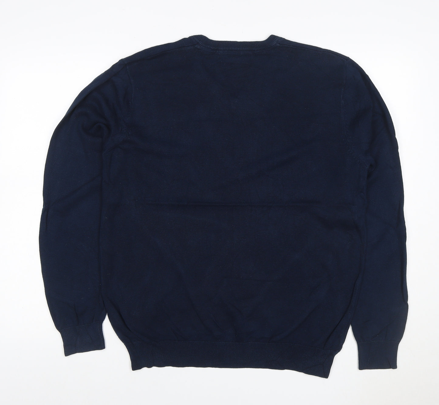 Brook Taverner Men’s Navy Blue M V-Neck Cotton Blend Knit Pullover Jumper