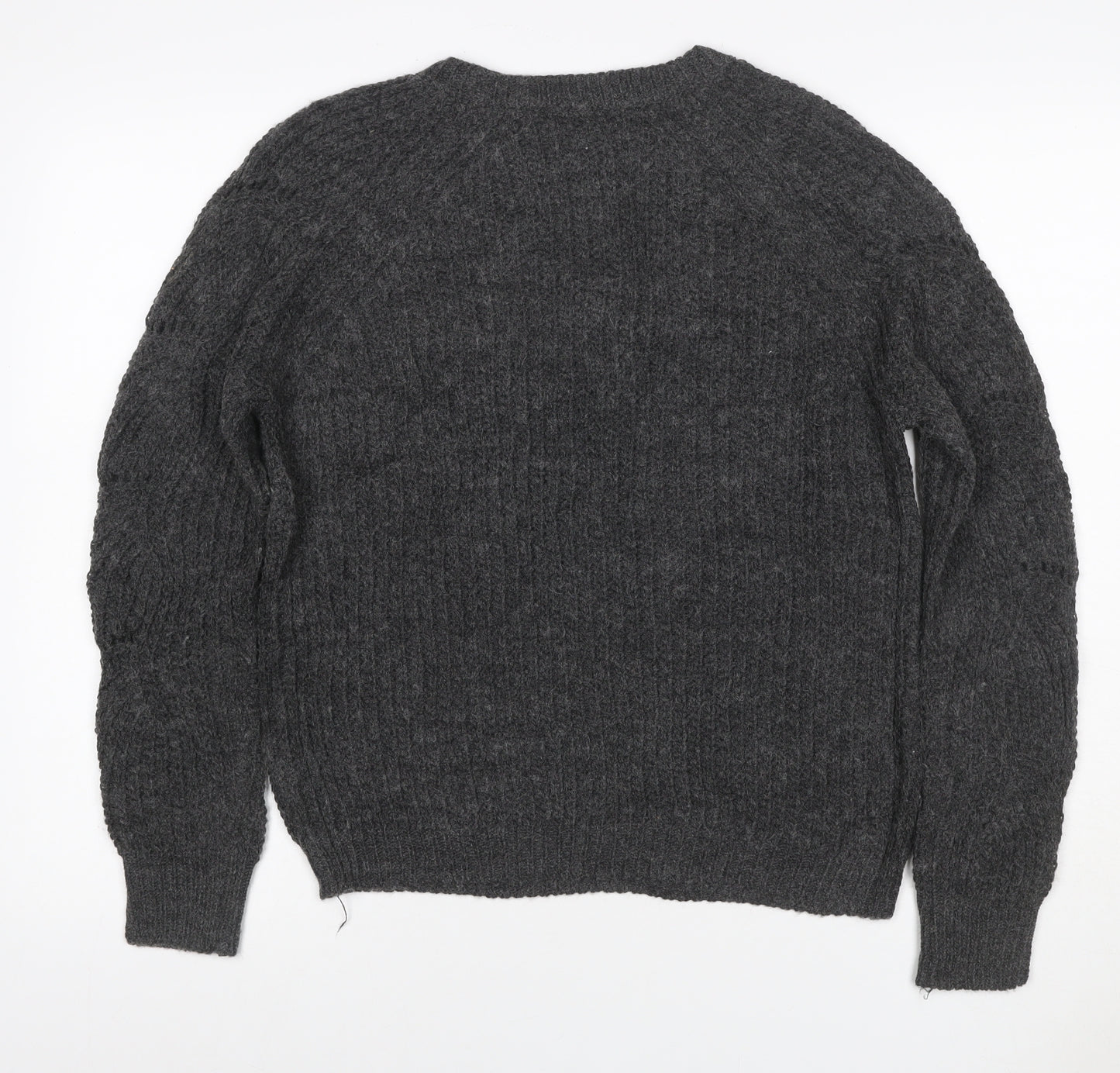 Bianco & Blue Women’s Grey S Chunky Knit Crew Neck Wool Blend Jumper