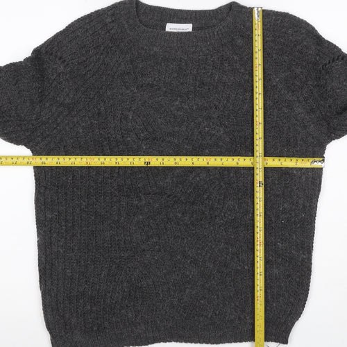 Bianco & Blue Women’s Grey S Chunky Knit Crew Neck Wool Blend Jumper
