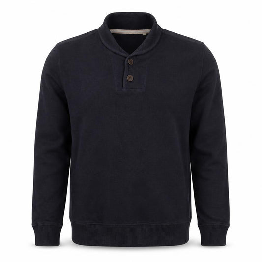 Mantaray Men's Blue L Hooded Henley Cotton Pullover Sweatshirt