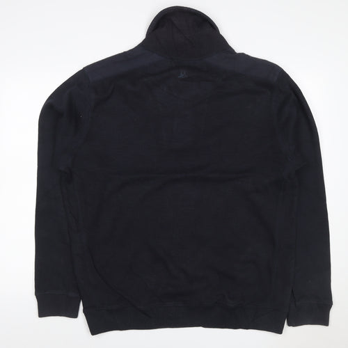 Mantaray Men's Blue L Hooded Henley Cotton Pullover Sweatshirt