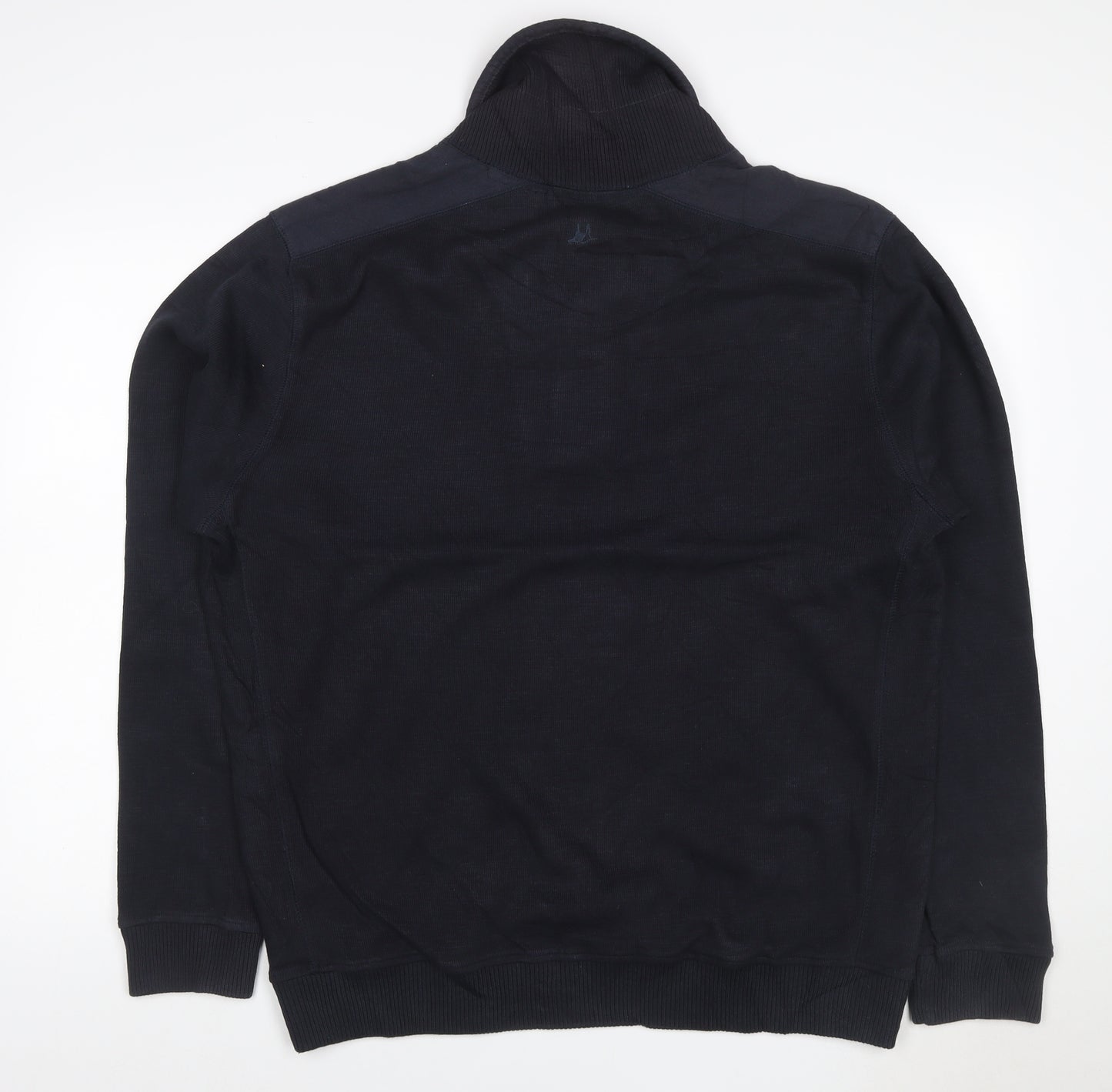 Mantaray Men's Blue L Hooded Henley Cotton Pullover Sweatshirt