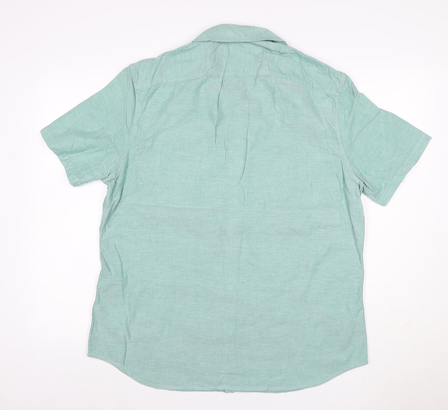 Marks and Spencer Men Blue L Regular Cotton Button-Down Shirt