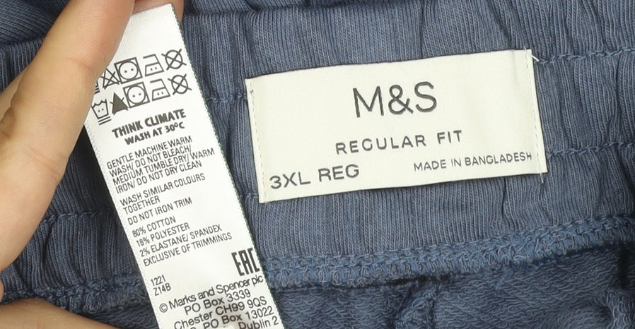 Marks and Spencer Mens Blue 3XL Regular Fit Drawstring Sweatpants