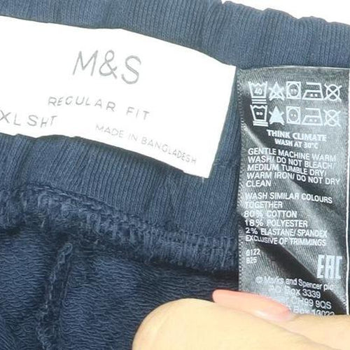 Marks & Spencer Men's Navy 3XL Short Regular Fit Drawstring Sweatpants