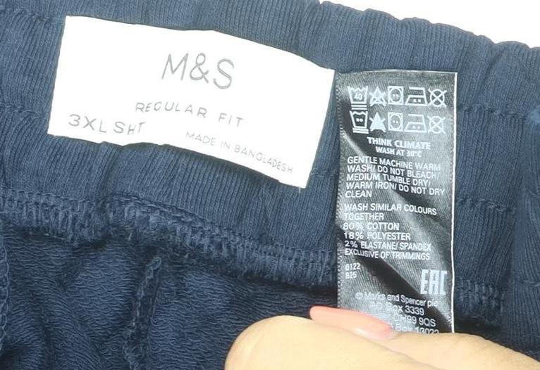 Marks & Spencer Men's Navy 3XL Short Regular Fit Drawstring Sweatpants
