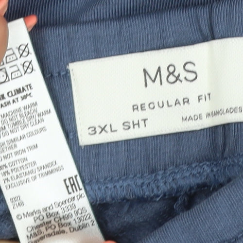Marks and Spencer Men Blue 3XL Regular Fit Drawstring Walking Trousers
